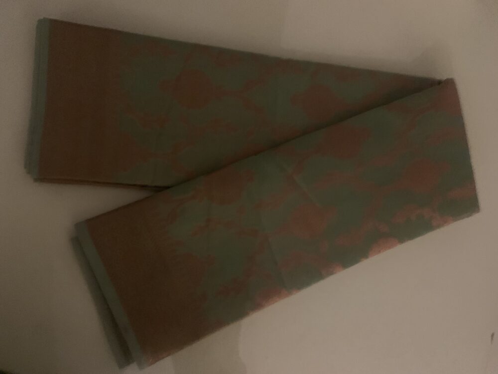 Rich silk Cotton saree in sage green with copper mix - Image 3