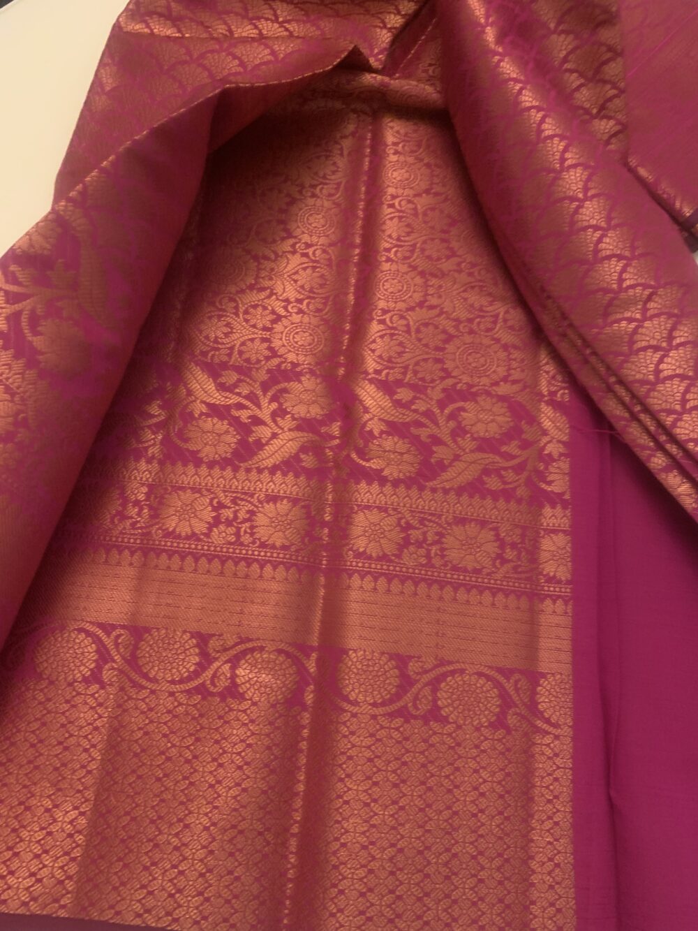 silk / Cotton saree with copper border - Image 2