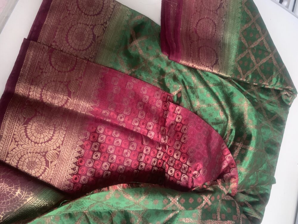 silk cotton mix saree/ patola saree with blouse piece - Image 2