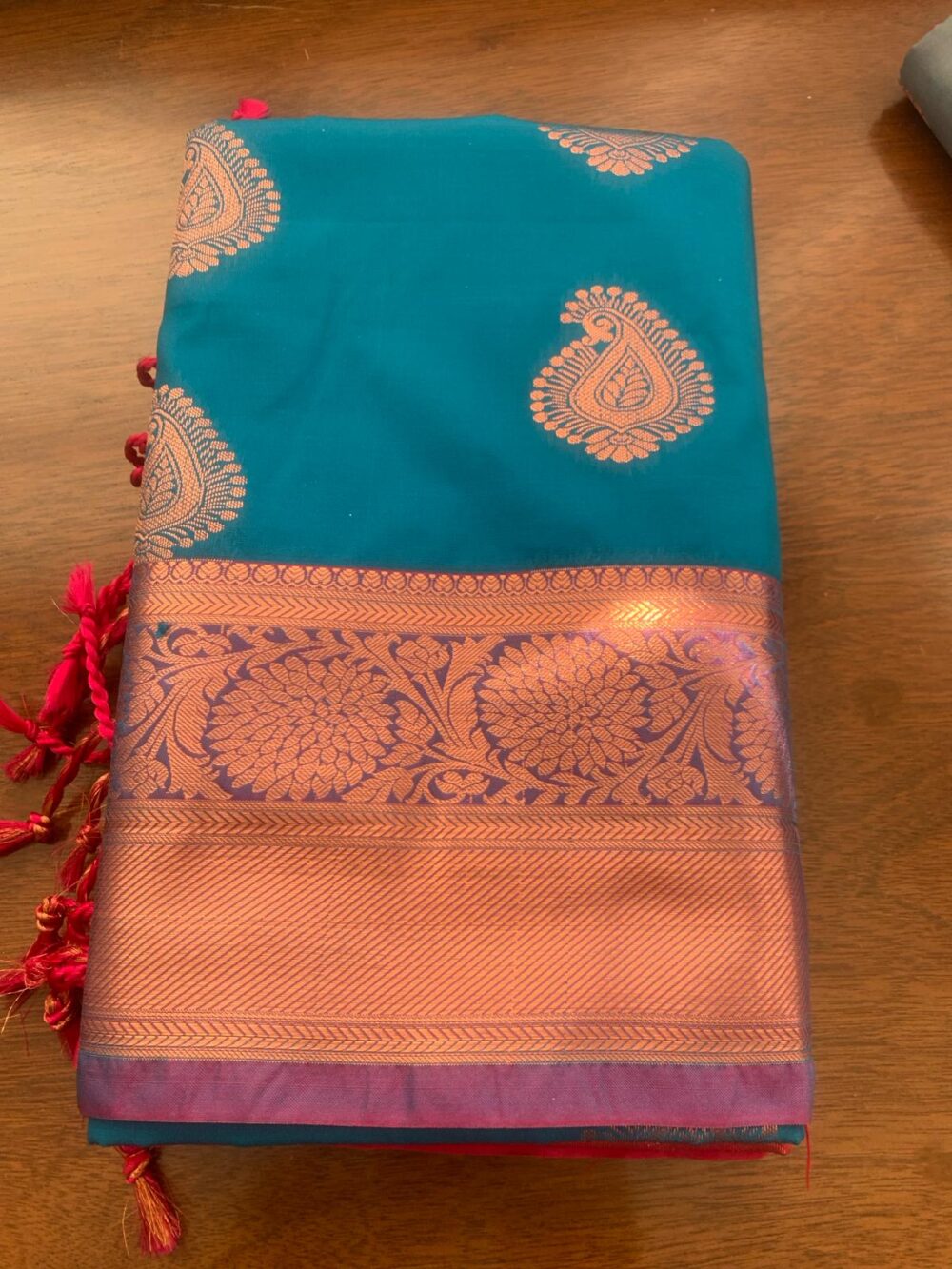 Semi silk saree with rich border and pallu. - Image 2