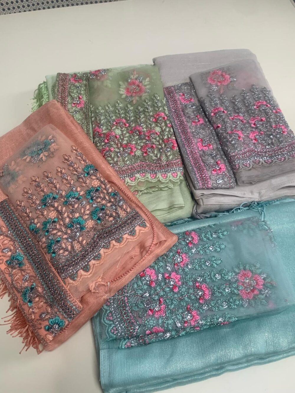 Georgette Saree/ party wear with beautiful embroidered blouse piece - Image 2