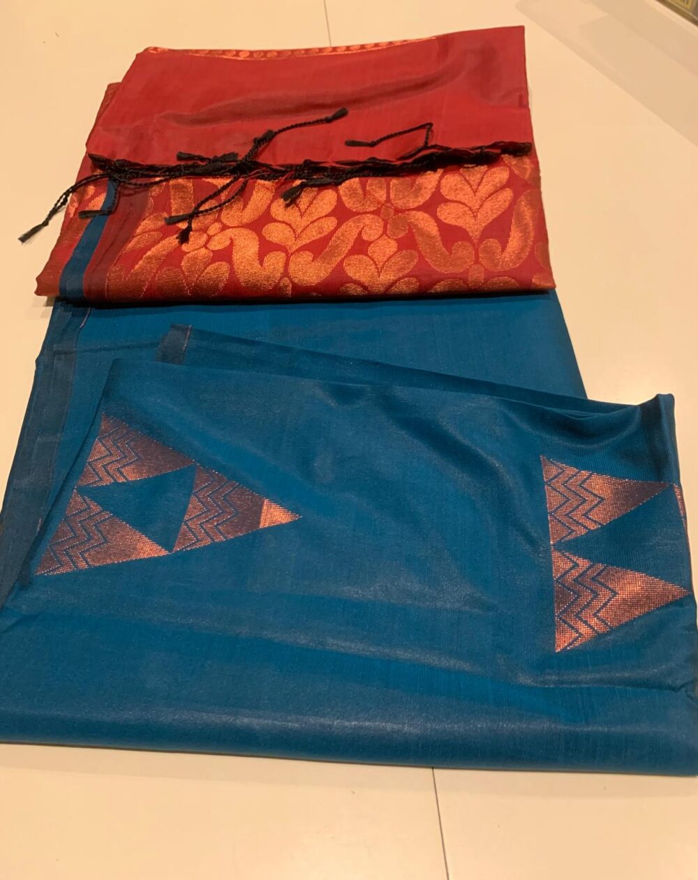 Semi silk saree with rich border and pallu. - Image 5
