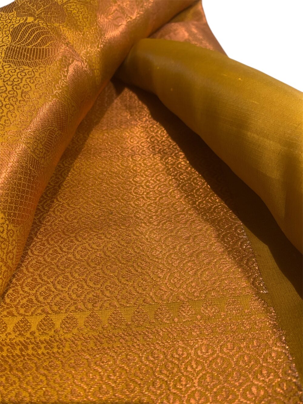 Silk / wedding saree in Mehanthi and copper colour - Image 2