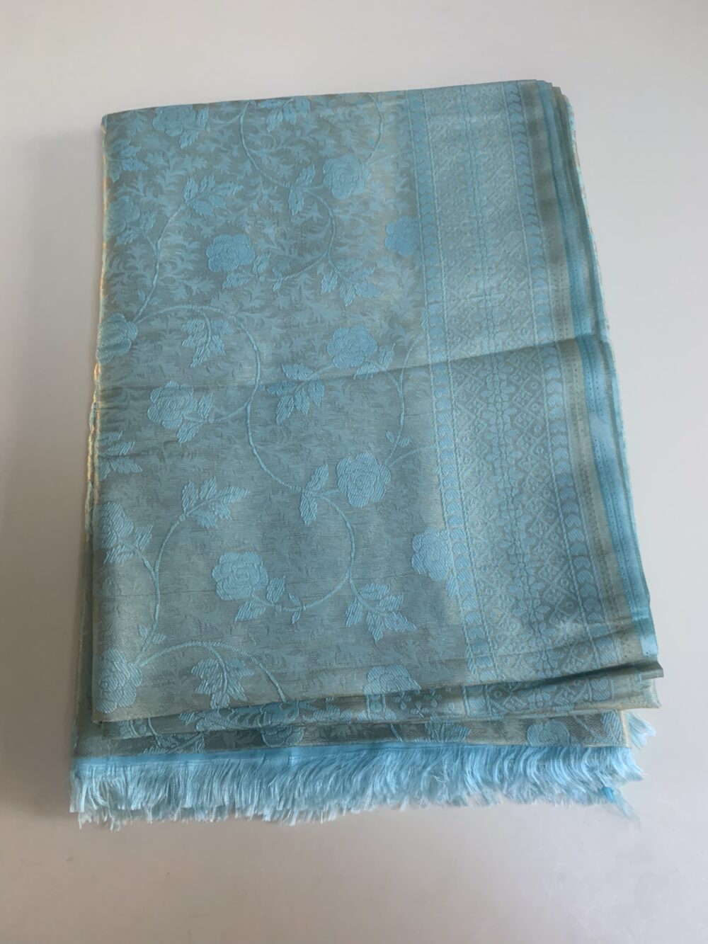 Silk saree with thread work in self colour - Image 4