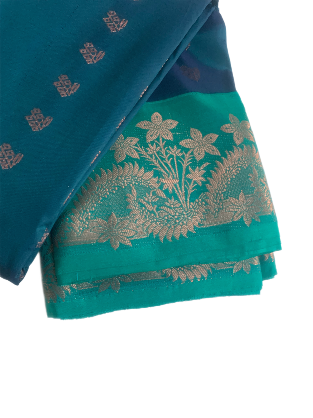 Silk saree in beautiful green and unusual border - Image 3