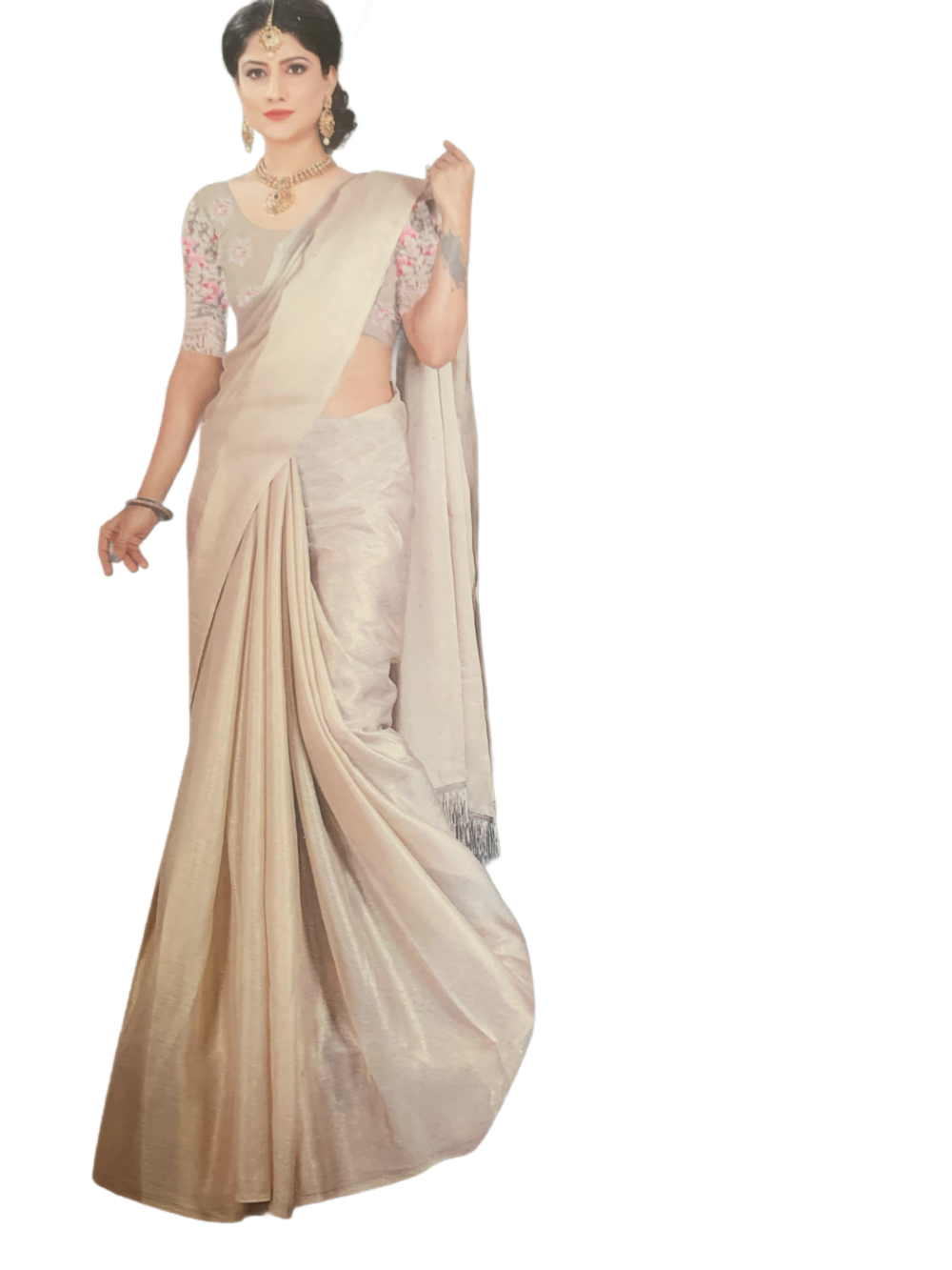 Georgette saree, comes with embroidered blouse piece - Image 2