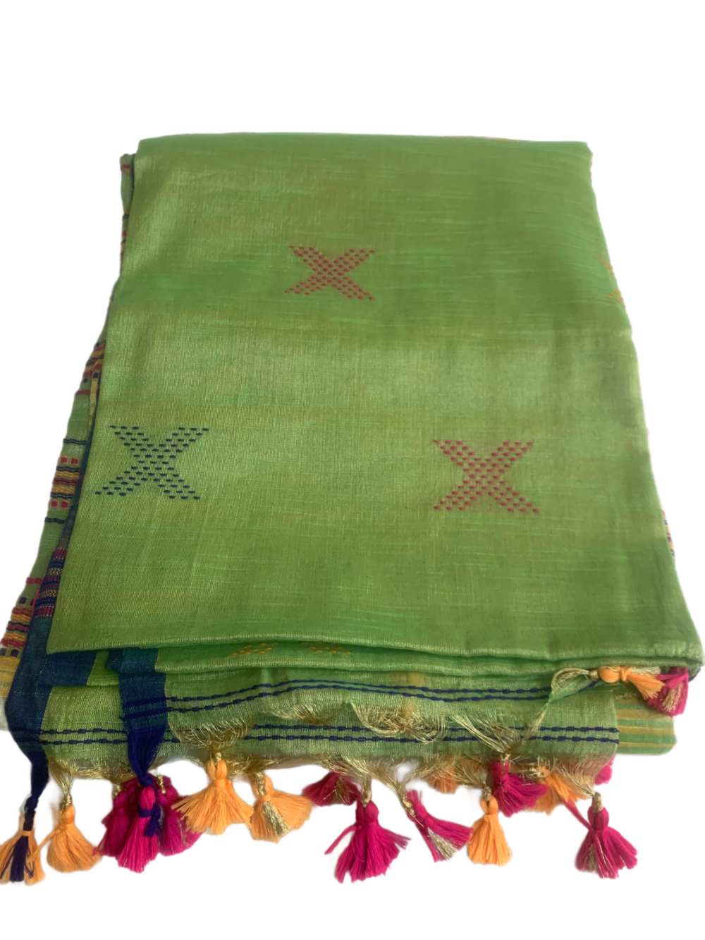 Linen saree in Light green - Image 4