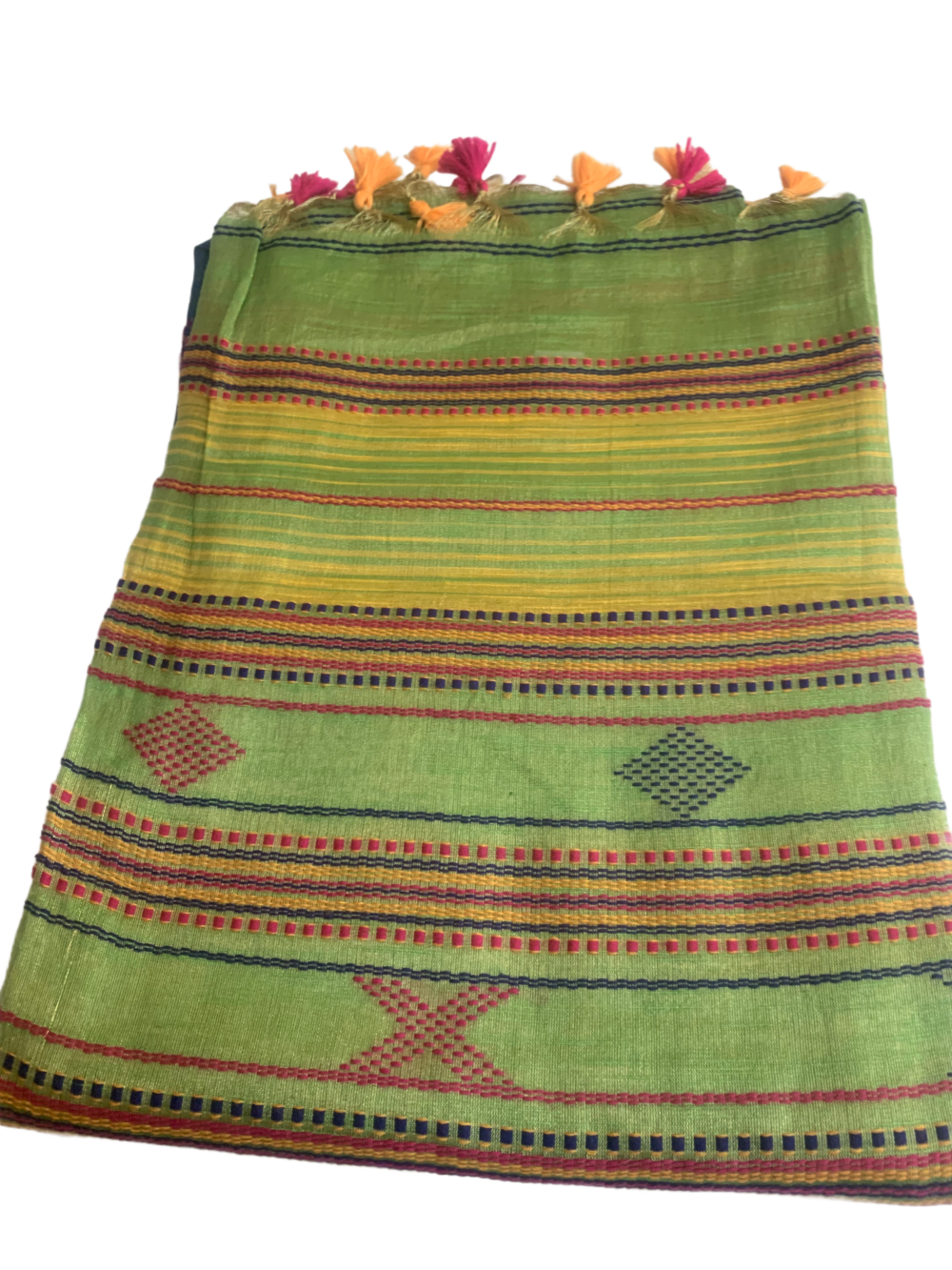 Linen saree in Light green - Image 3